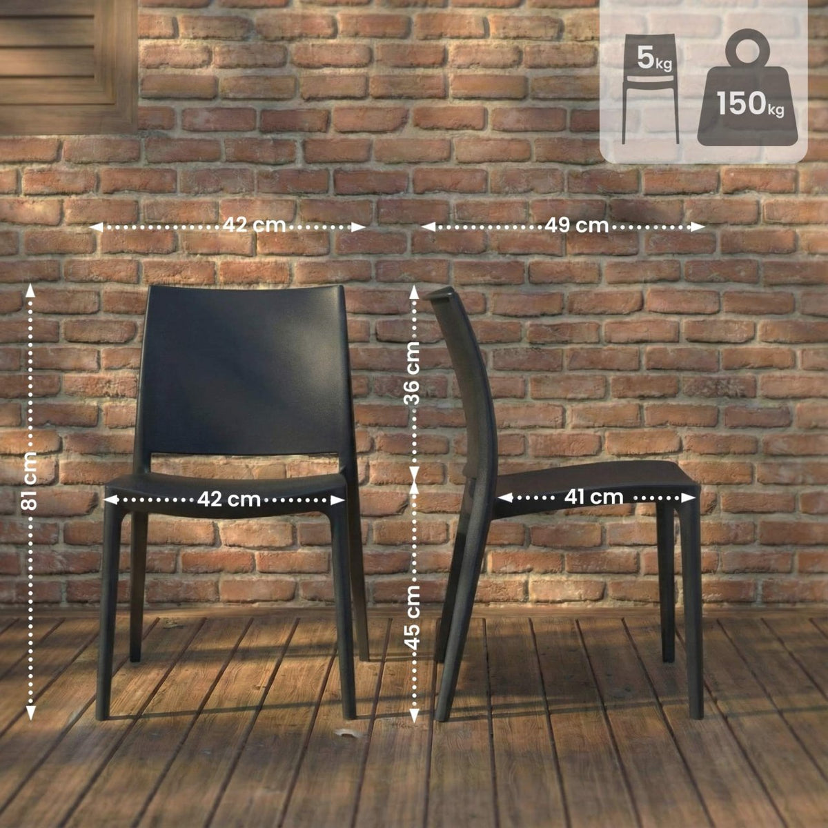 Set van 2 Tuinstoelen Meton zwart schwarz