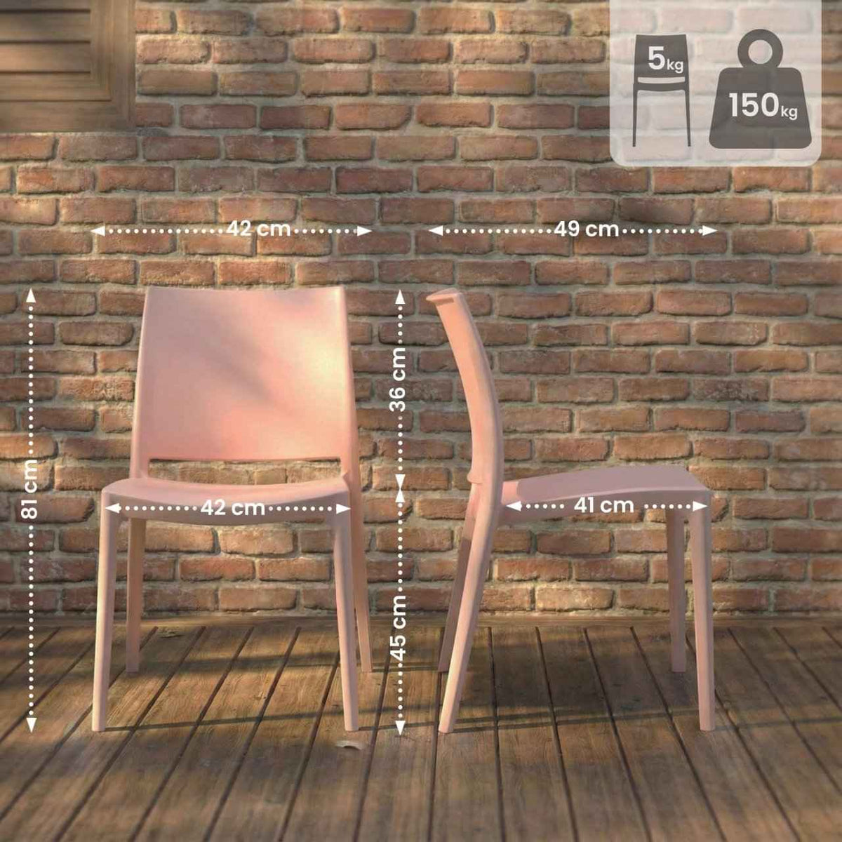 Set van 2 Tuinstoelen Meton perzik pfirsich