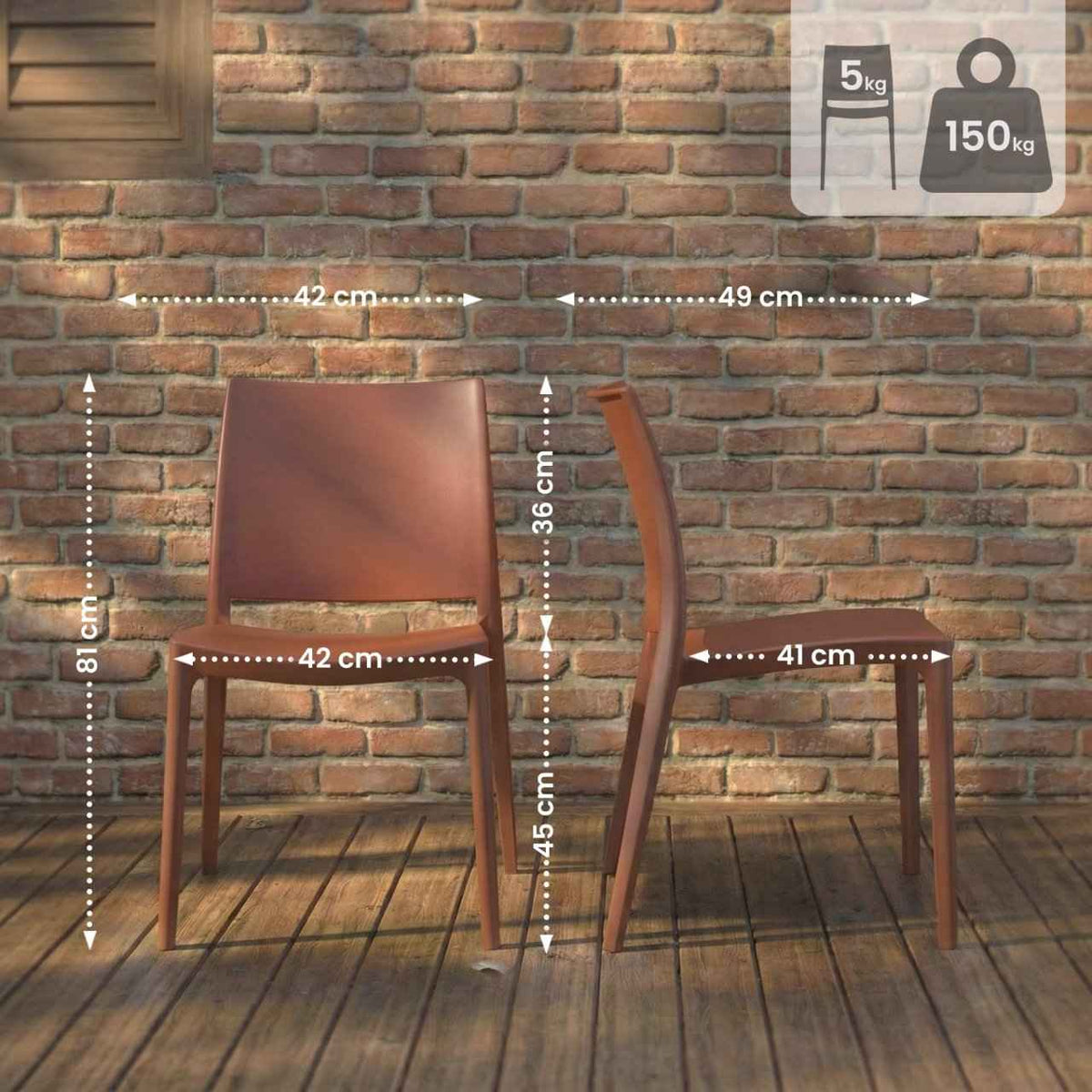 Set van 2 Tuinstoelen Meton terracotta terracotta