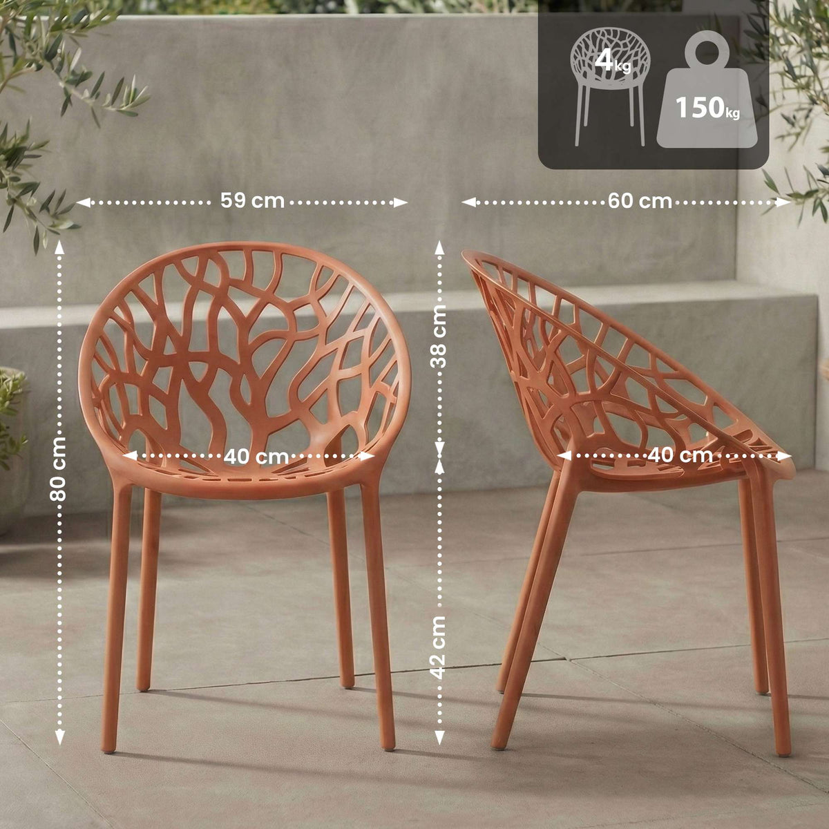 2er Set Stuhl Hope terracotta