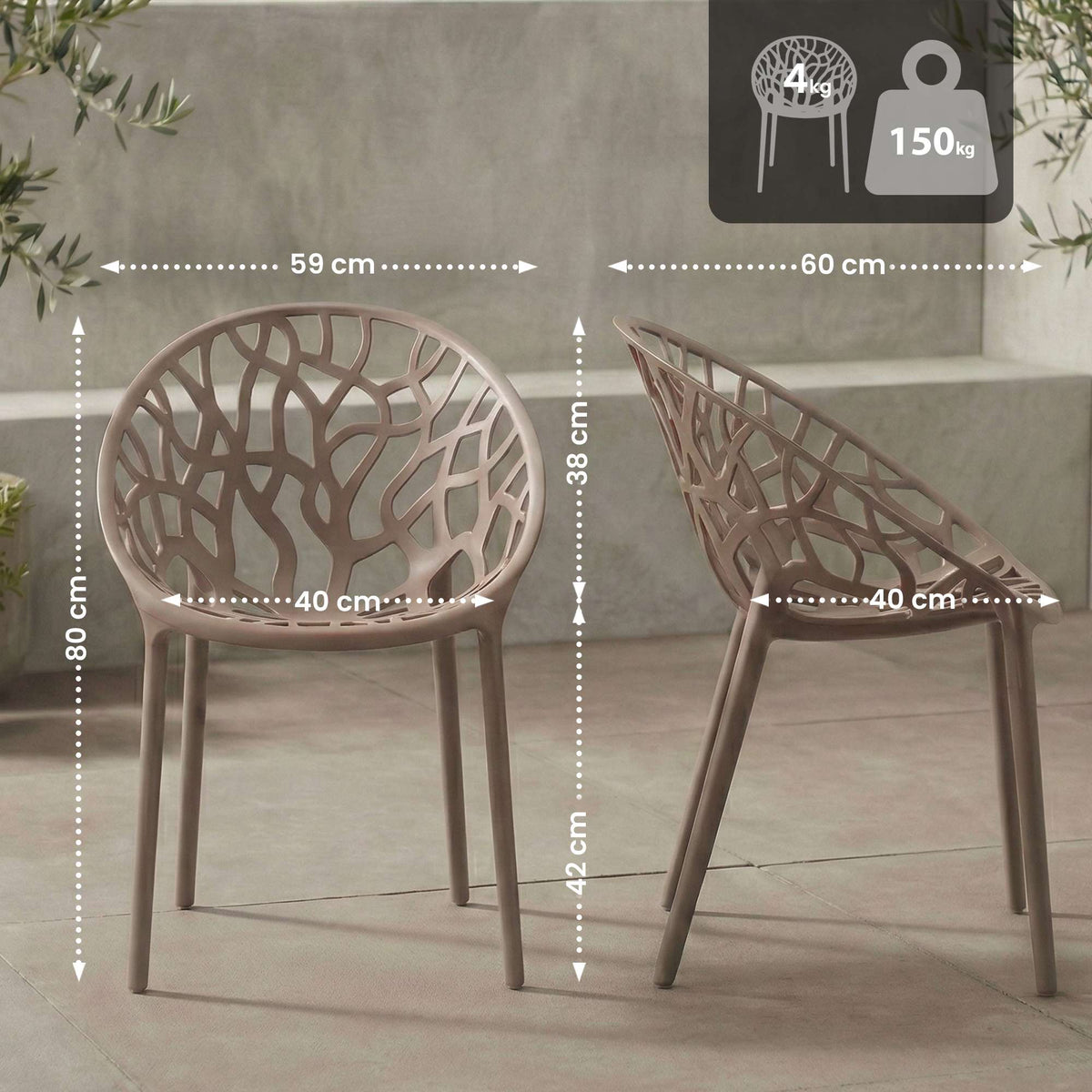 2er Set Stuhl Hope taupe
