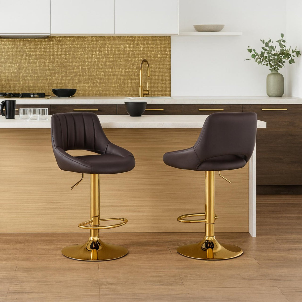 Barkruk Milet kunstleer bruin,goud braun