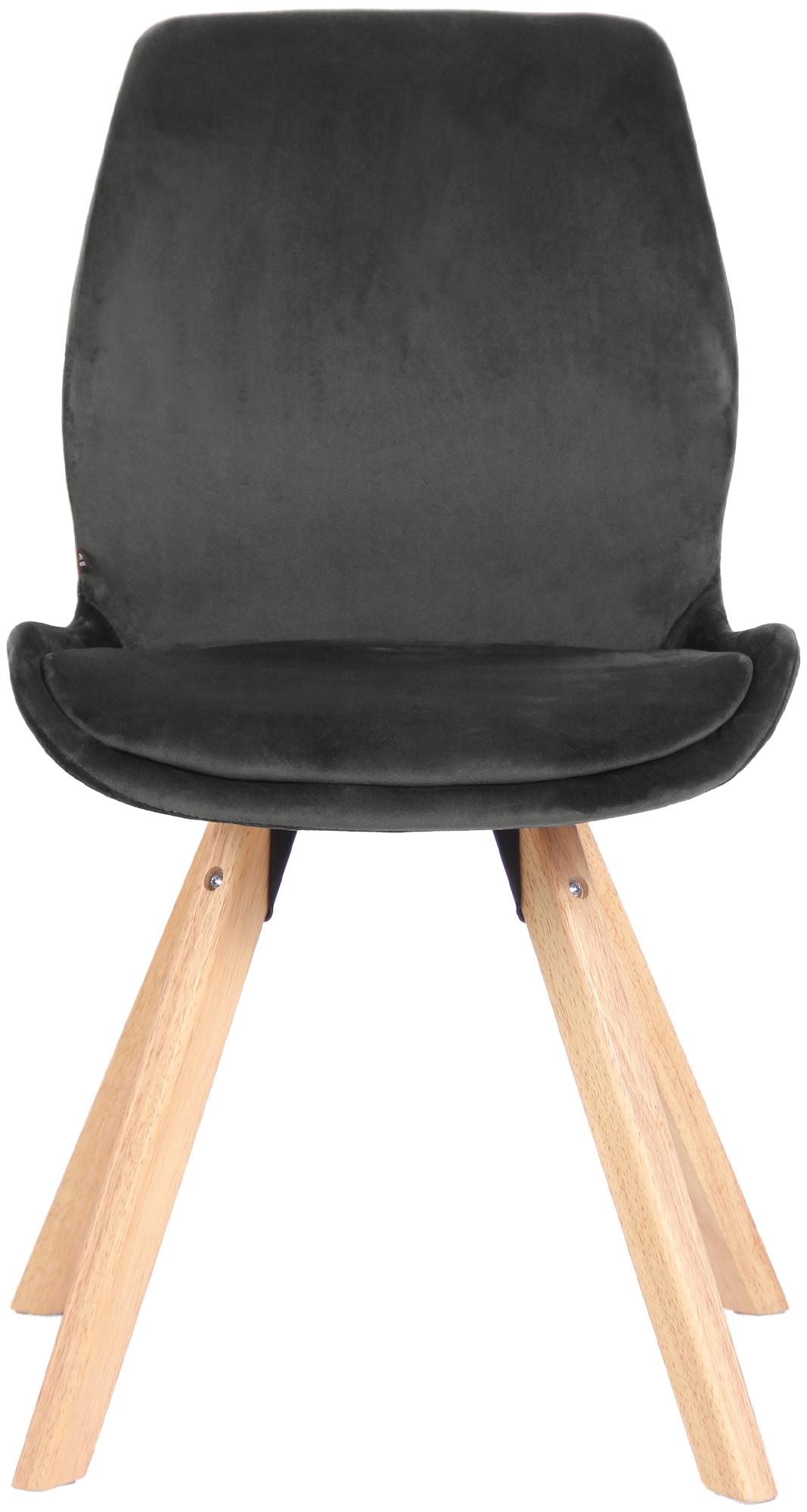 4er Set Stuhl Luna Samt dunkelgrau