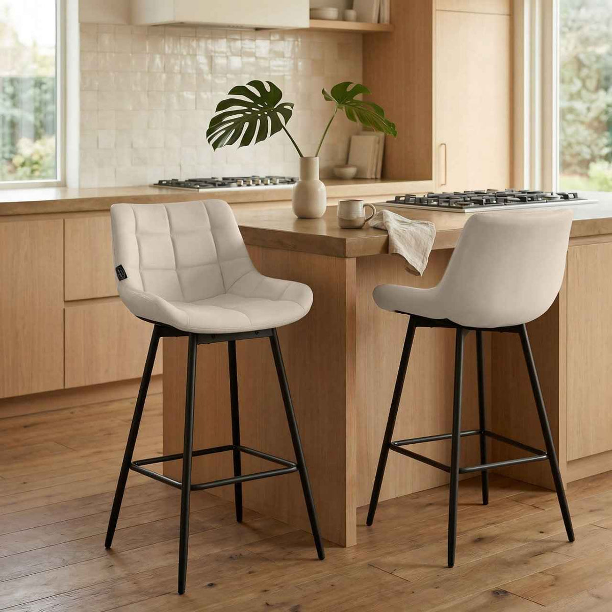 Barhocker Weston Schwenkbar Kunstleder creme