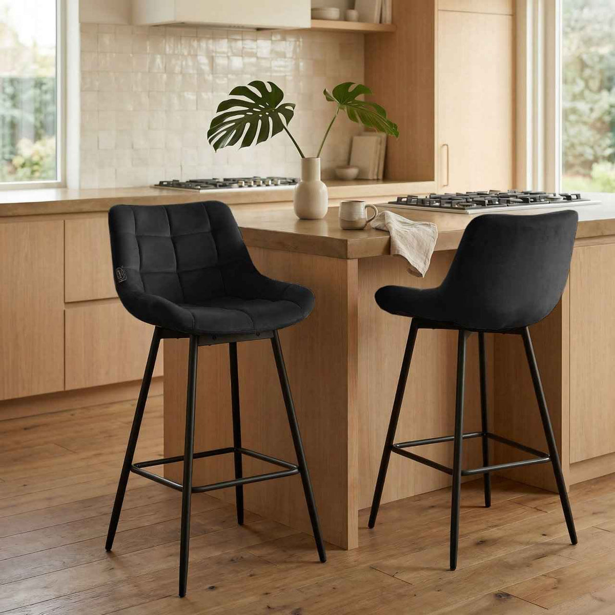 Barhocker Weston Schwenkbar Samt schwarz