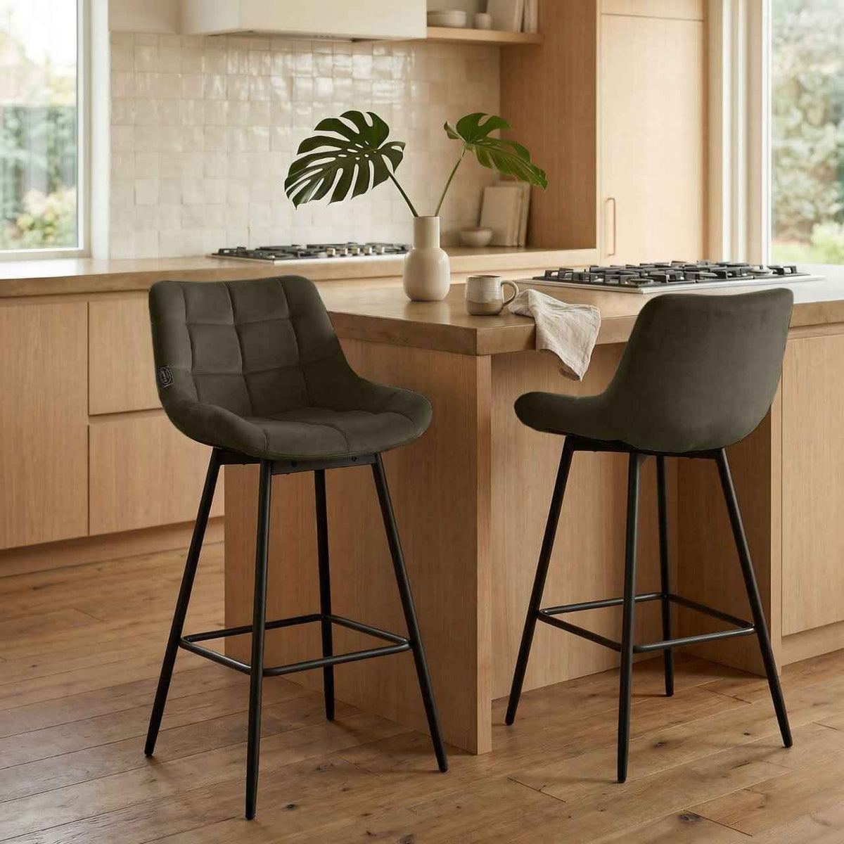 Barhocker Weston Schwenkbar Samt braun