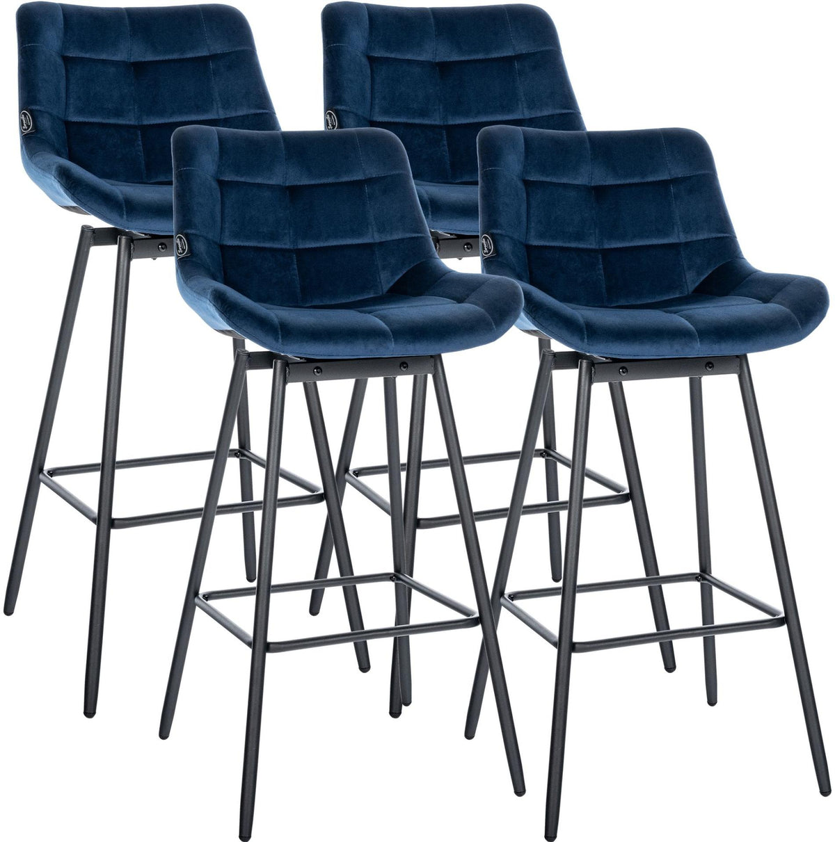 Set van 4 barkrukken Weston, draaibaar blauw,Fluweel blau
