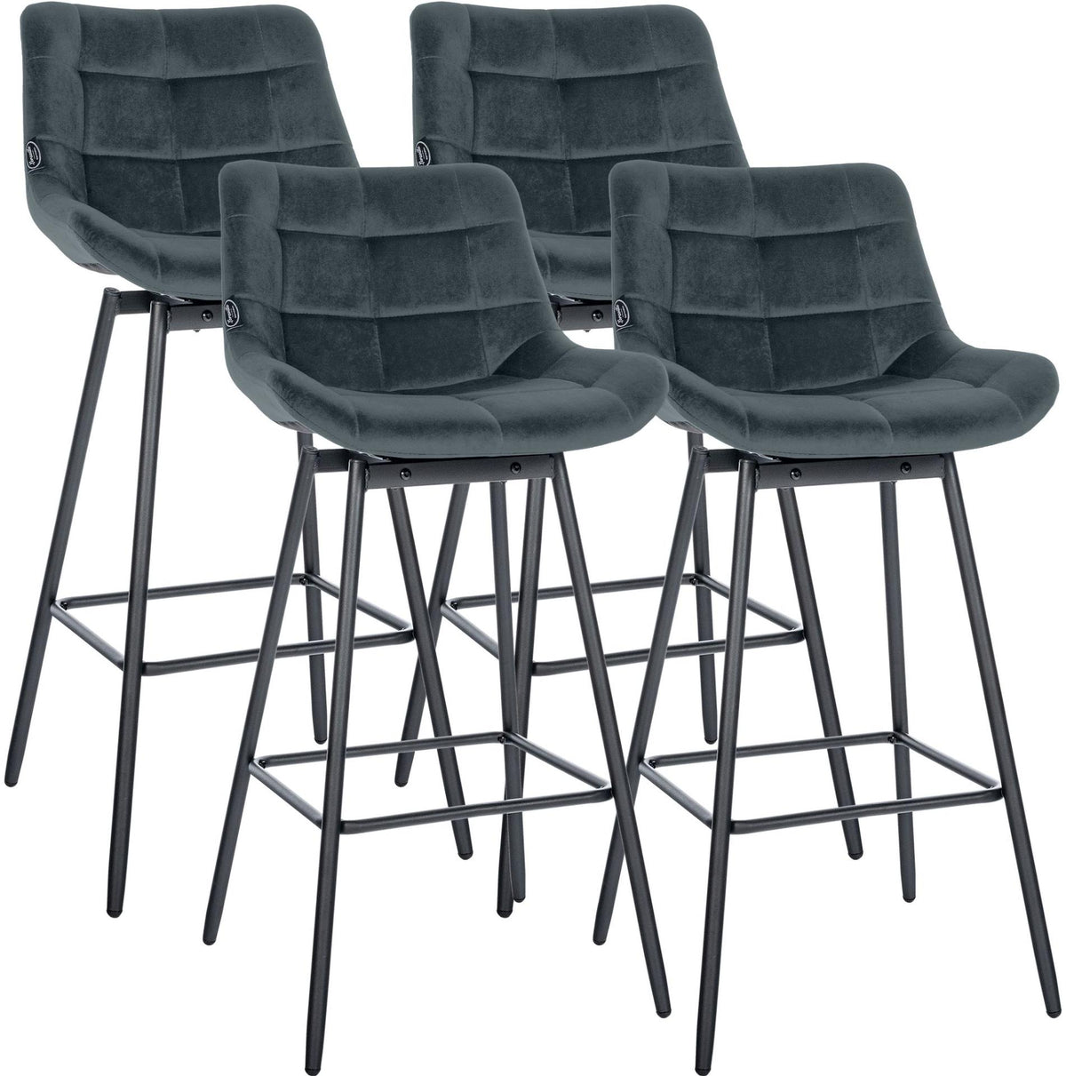 Set van 4 barkrukken Weston, draaibaar donkergrijs,Fluweel dunkelgrau