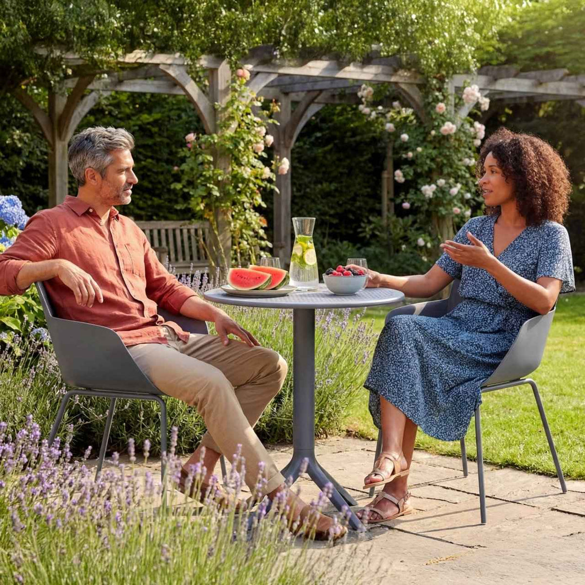 Tuinmeubelset Siora met 2 stoelen donkergrijs dunkelgrau