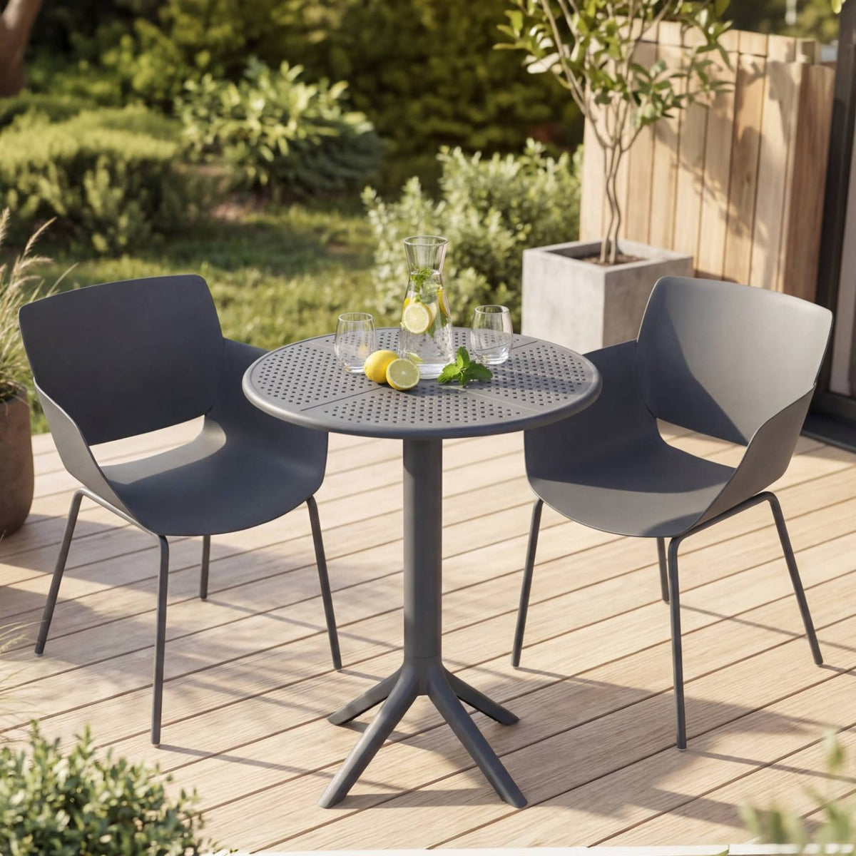 Tuinmeubelset Siora met 2 stoelen donkergrijs dunkelgrau