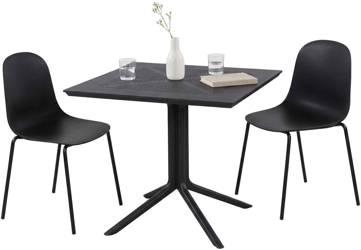 Gartenmöbel-Set Zeron mit 2 Stühlen schwarz