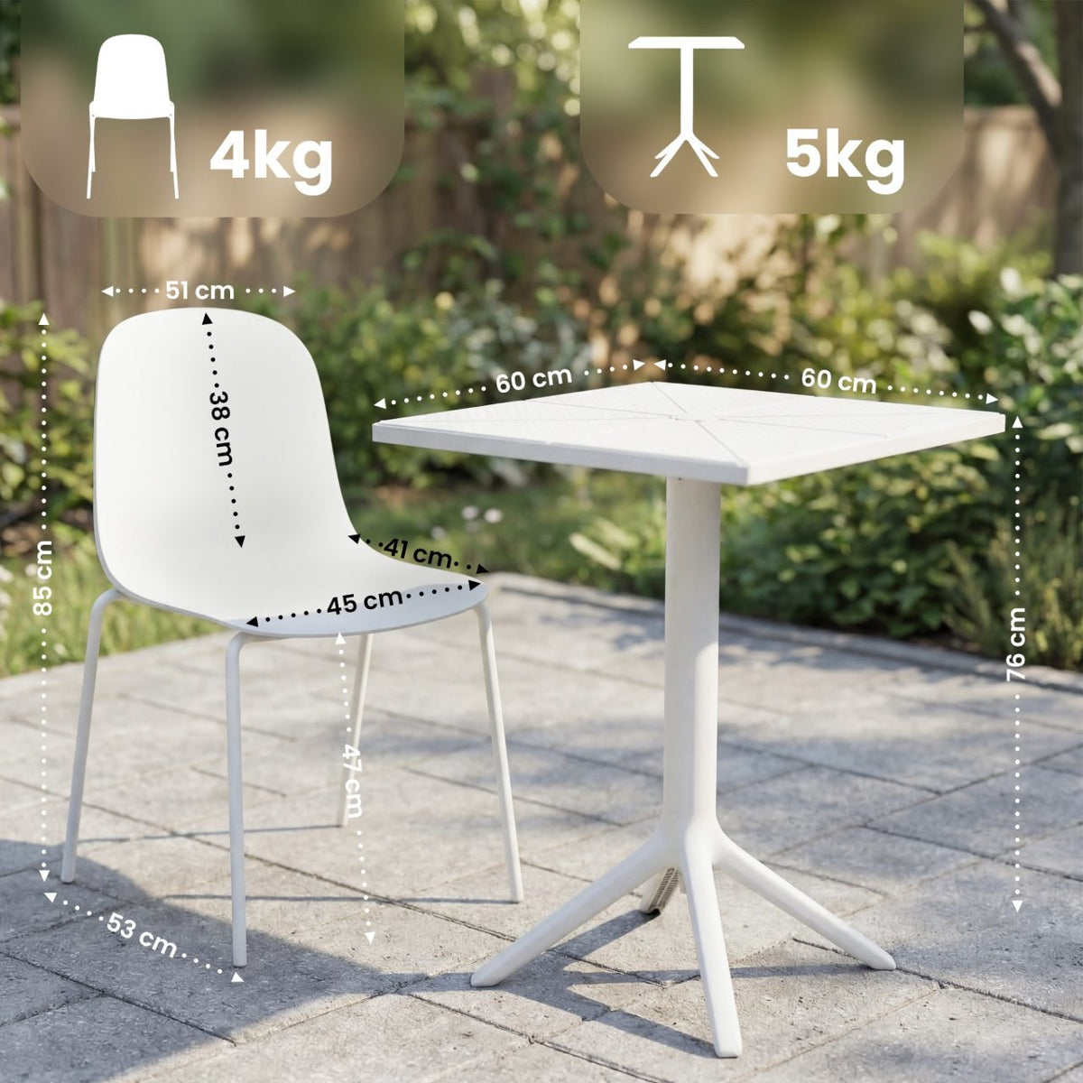 Tuinmeubelset Nerra met 2 stoelen wit weiß