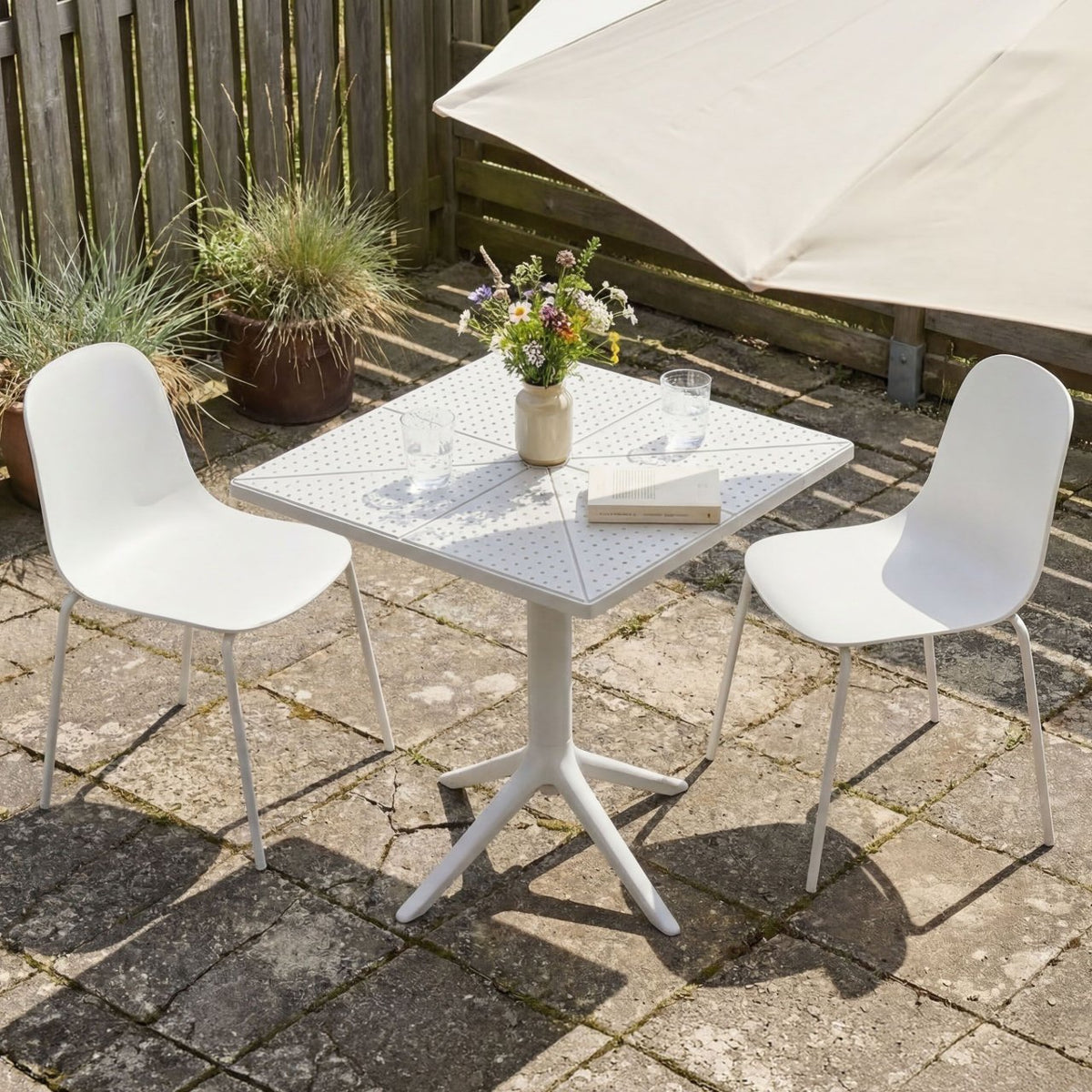 Tuinmeubelset Nerra met 2 stoelen wit weiß