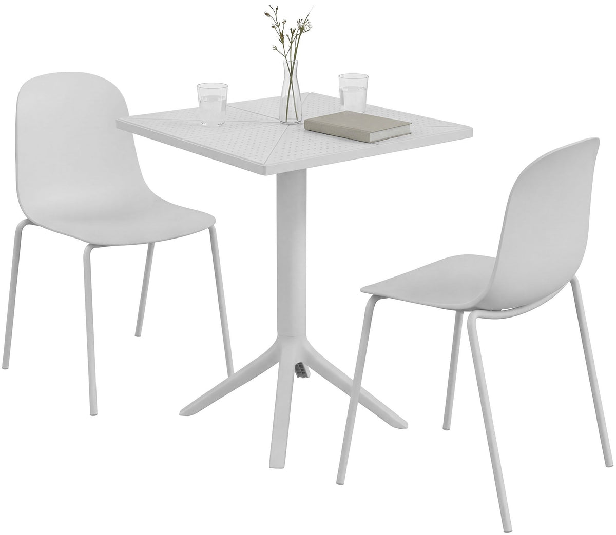 Tuinmeubelset Nerra met 2 stoelen wit weiß