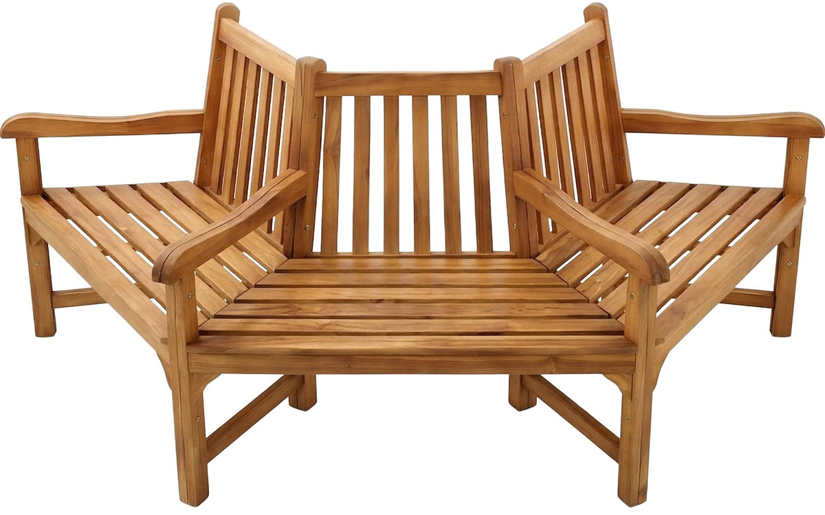 Baumbank Kenna mit Armlehne halbrund 200 cm teak