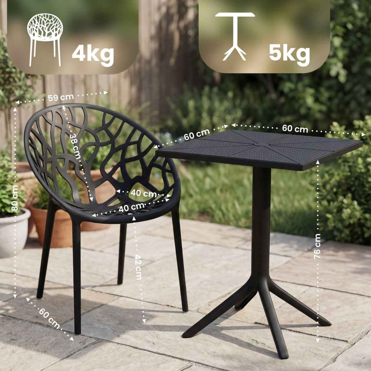 Tuinmeubelset Neriva met 2 stoelen zwart schwarz