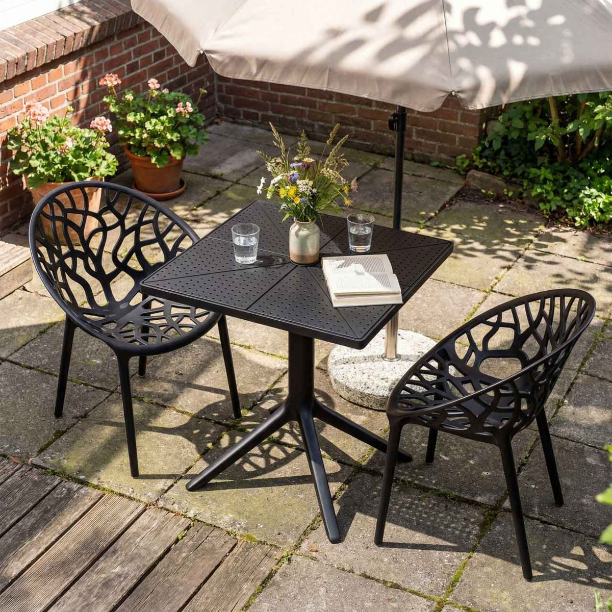 Tuinmeubelset Neriva met 2 stoelen zwart schwarz