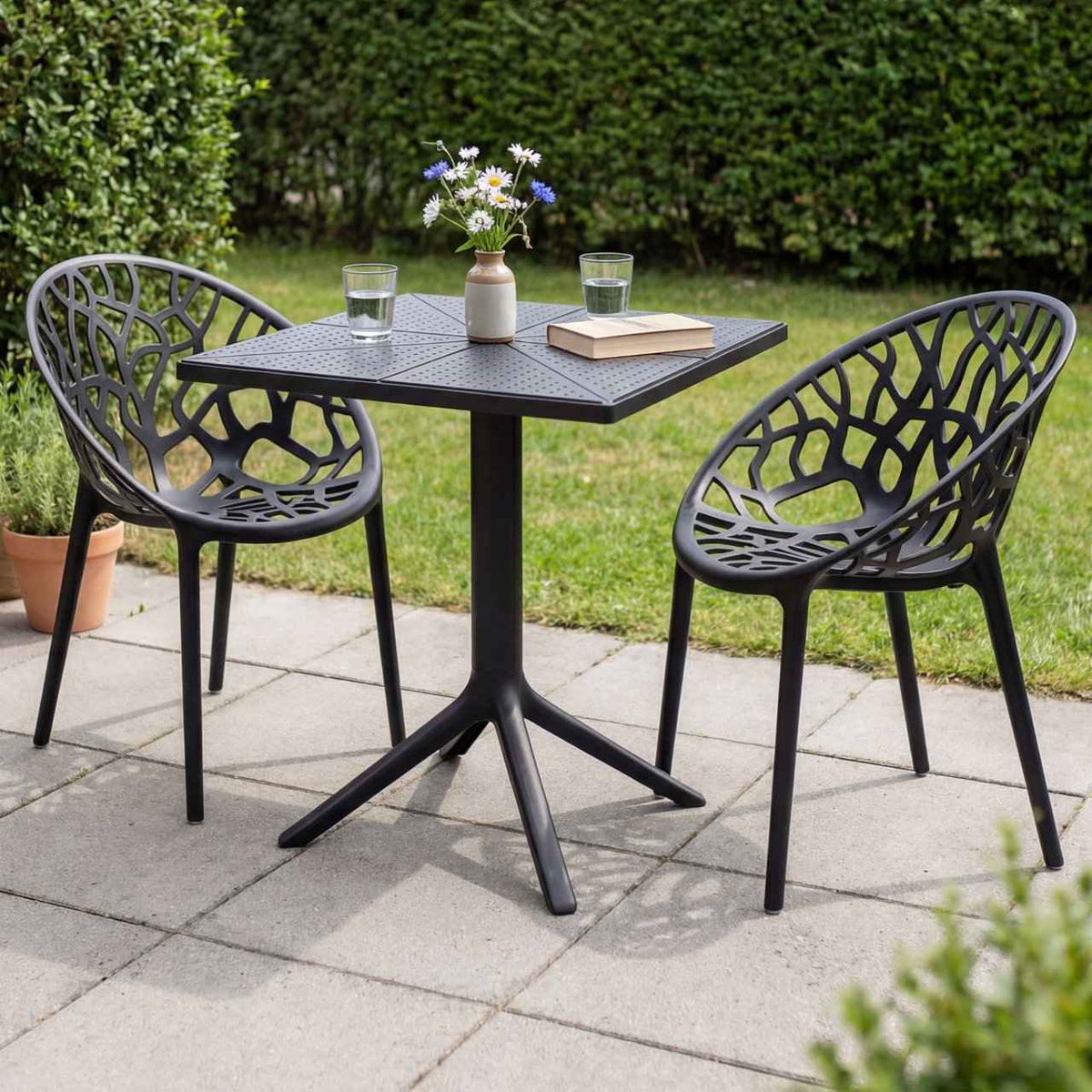 Tuinmeubelset Neriva met 2 stoelen zwart schwarz