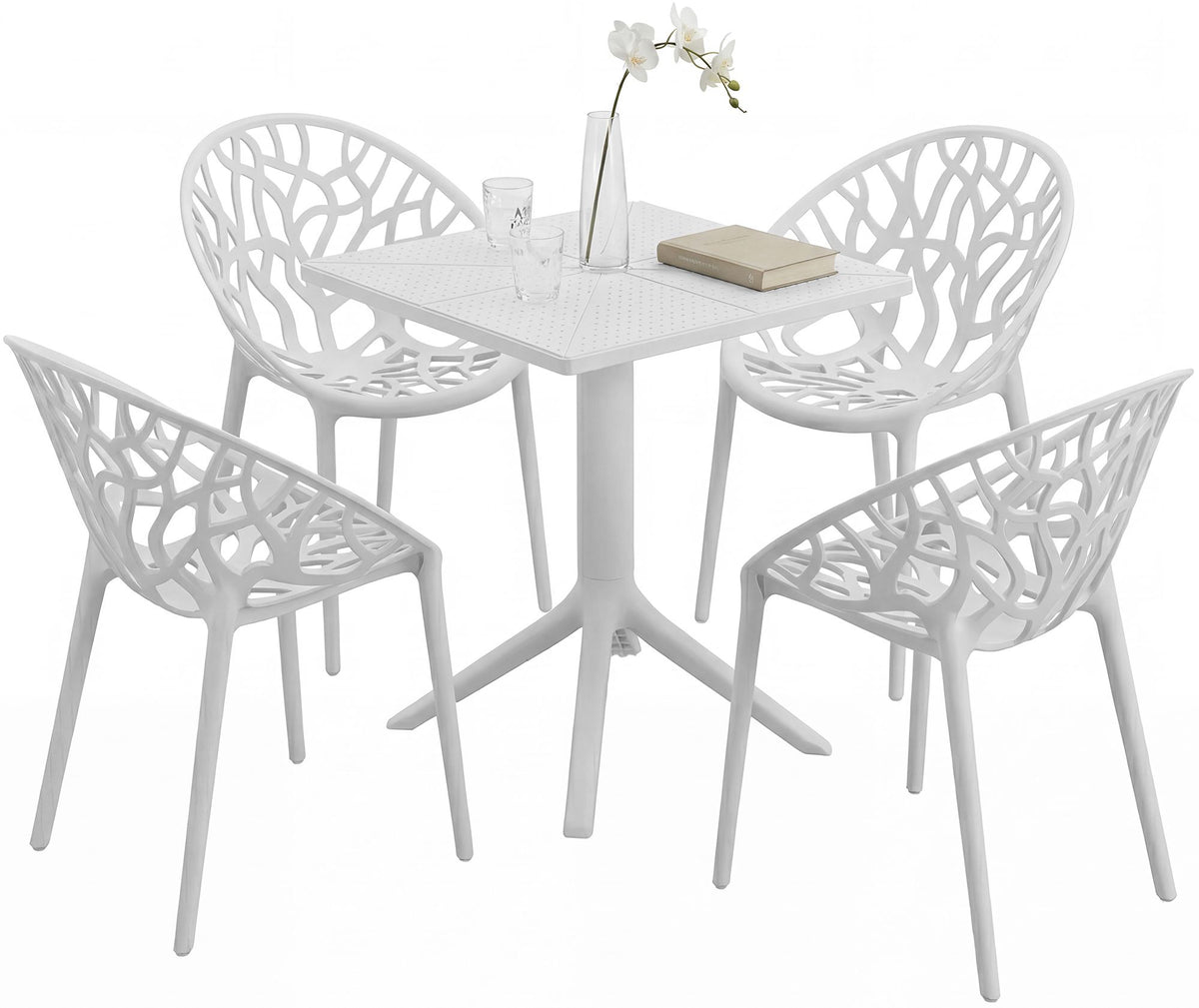 Tuinmeubelset Neriva met 4 stoelen wit weiß