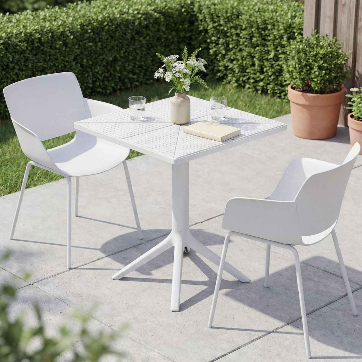 Tuinmeubelset Norva met 2 stoelen wit weiß