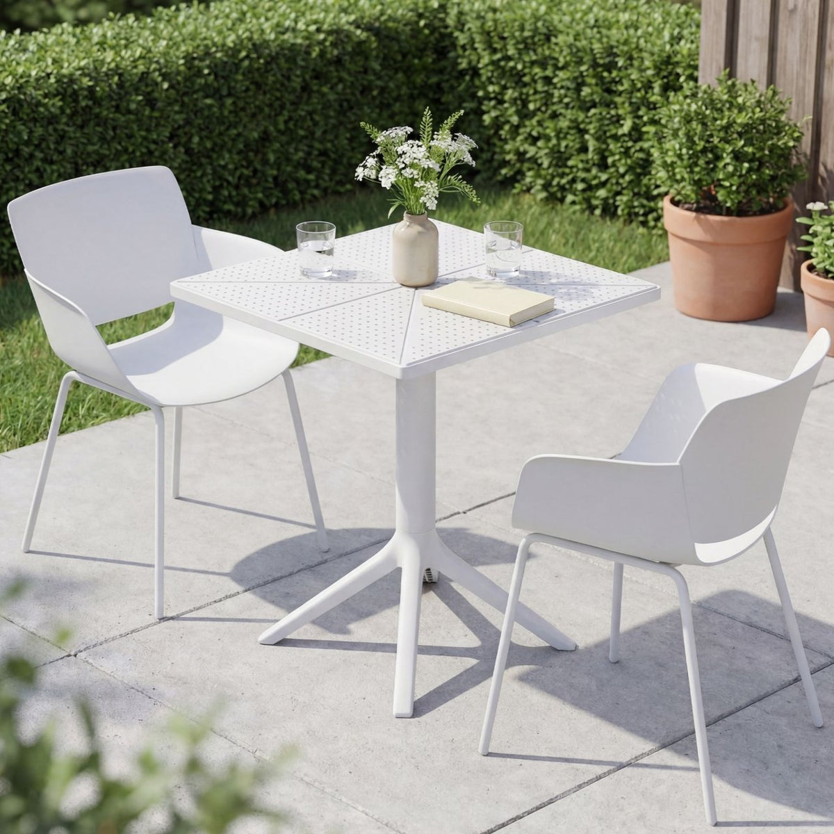 Tuinmeubelset Norva met 2 stoelen wit weiß