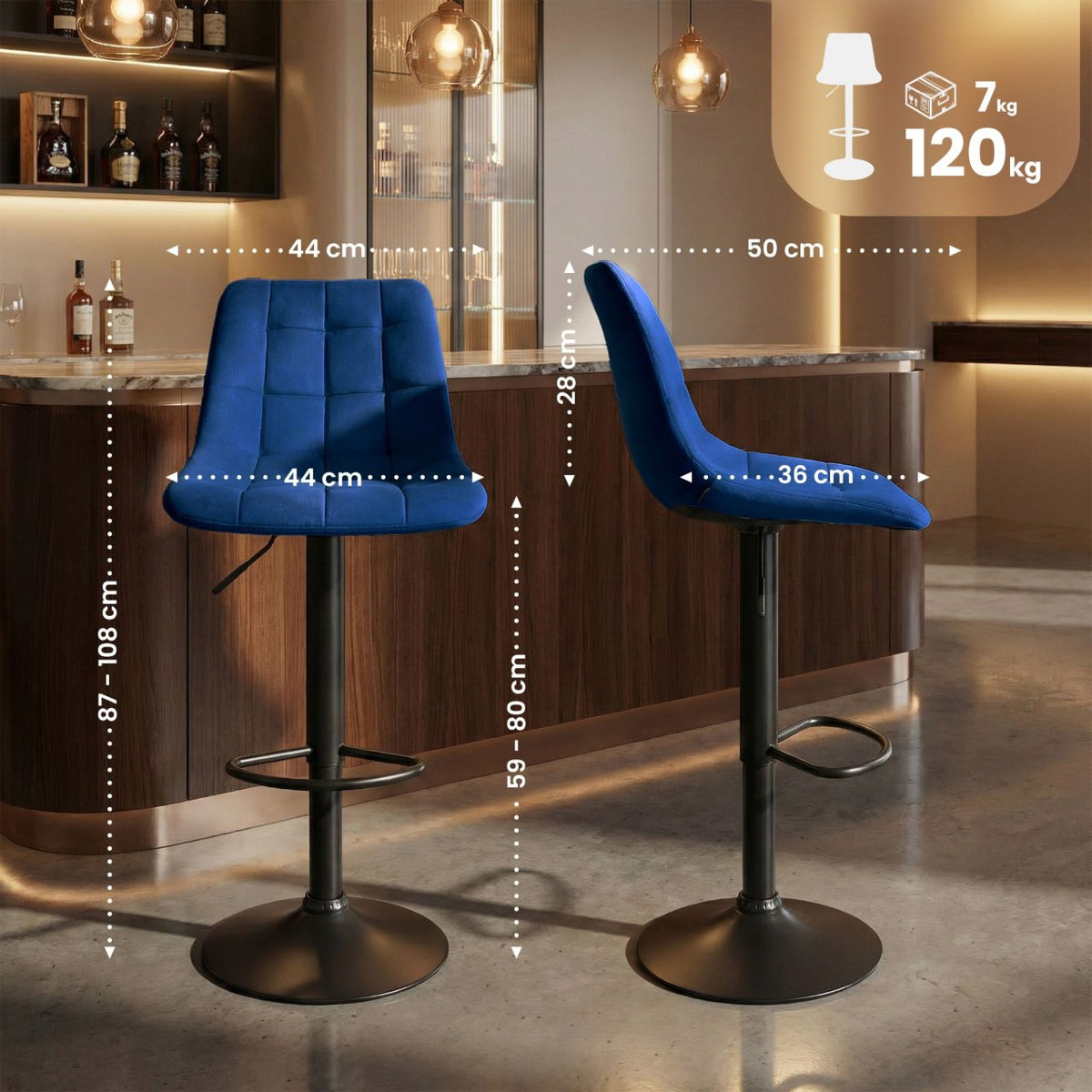 Barhocker Mapun Samt blau