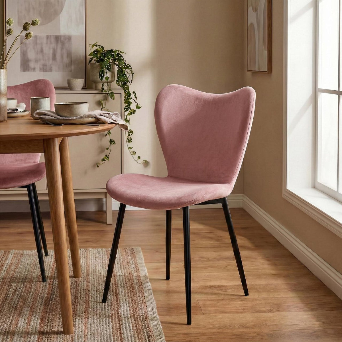 Esszimmerstuhl Maika Samt rosa