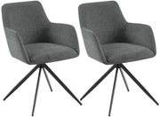 2er Set Esszimmerstuhl Olema Stoff grau