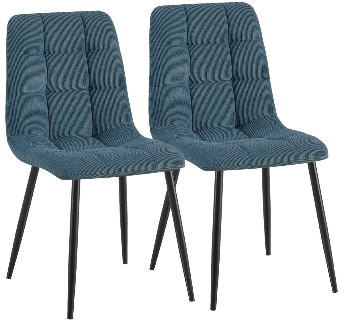 Set van 2 eetkamerstoelen Antibes ribstof blauw blau