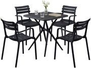 Tuinmeubelset Avena met 4 stoelen zwart schwarz