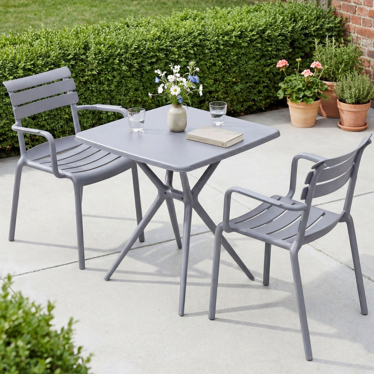 Tuinmeubelset Avena met 2 stoelen grijs grau
