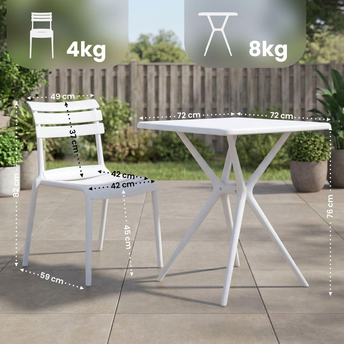 Tuinmeubelset Vela met 4 Stoelen wit weiß