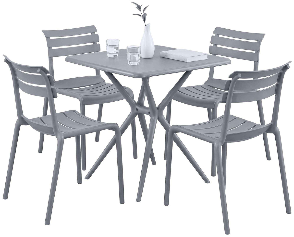 Tuinmeubelset Vela met 4 Stoelen grijs grau