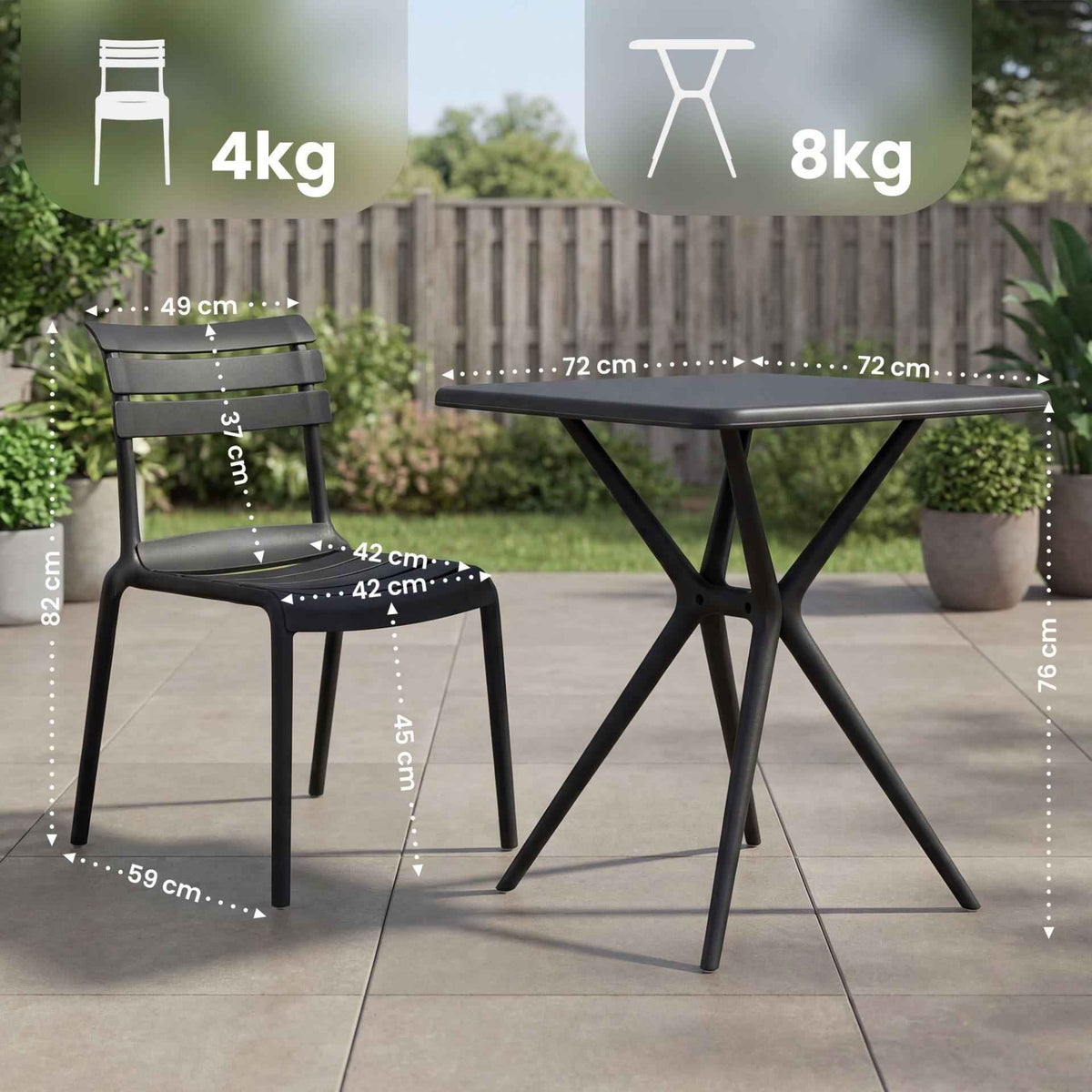 Tuinset Vela met 2 stoelen zwart schwarz