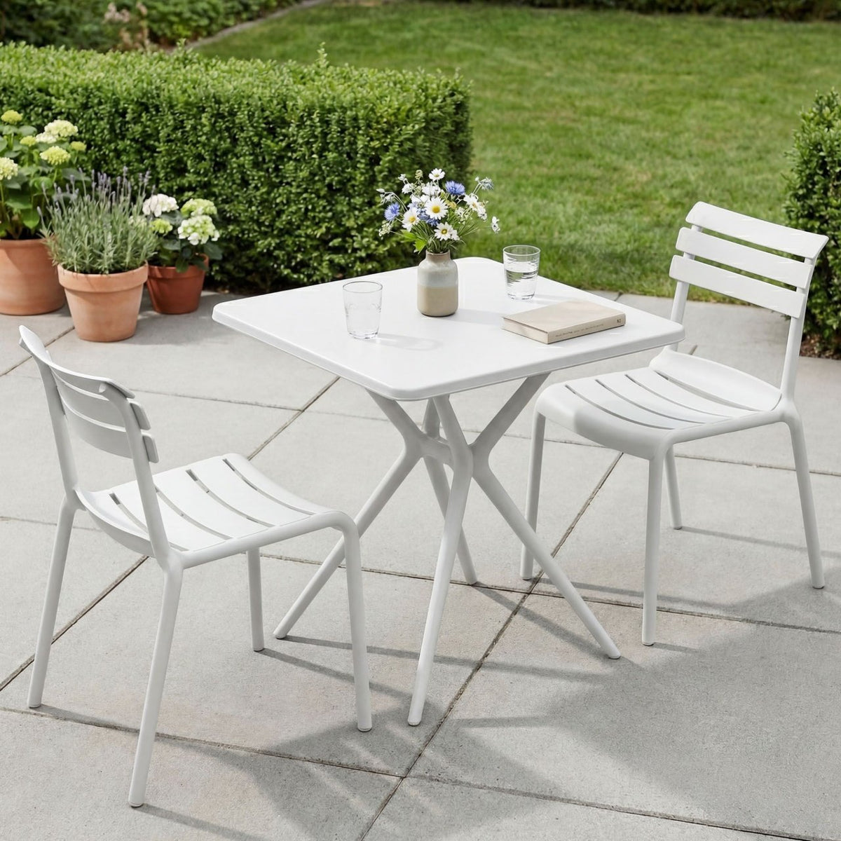 Tuinset Vela met 2 stoelen wit weiß