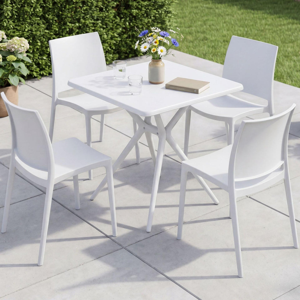 Tuinset Amino met 4 stoelen wit weiß