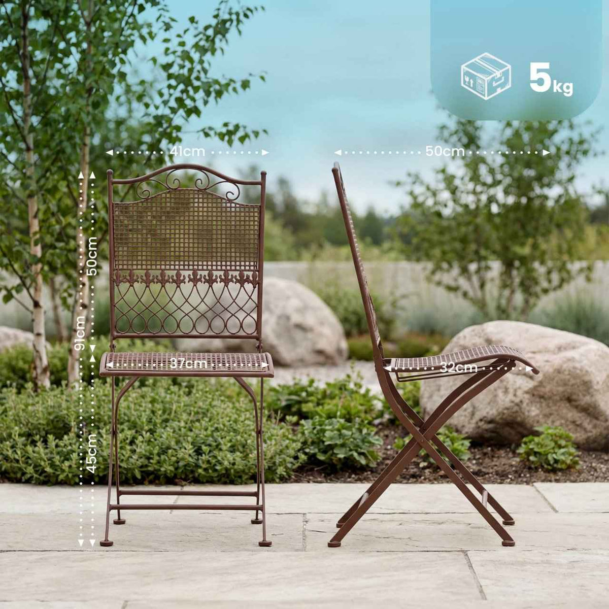 Set van 2 tuinstoelen Kiran antiek bruin antik braun
