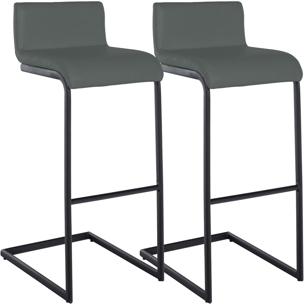2er Set Barhocker Newport B Kunstleder dunkelgrau