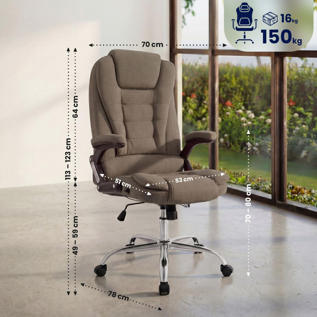 Bureaustoel Thor stof taupe taupe