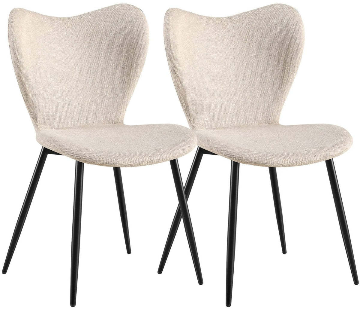 2er Set Esszimmerstuhl Maika Stoff creme