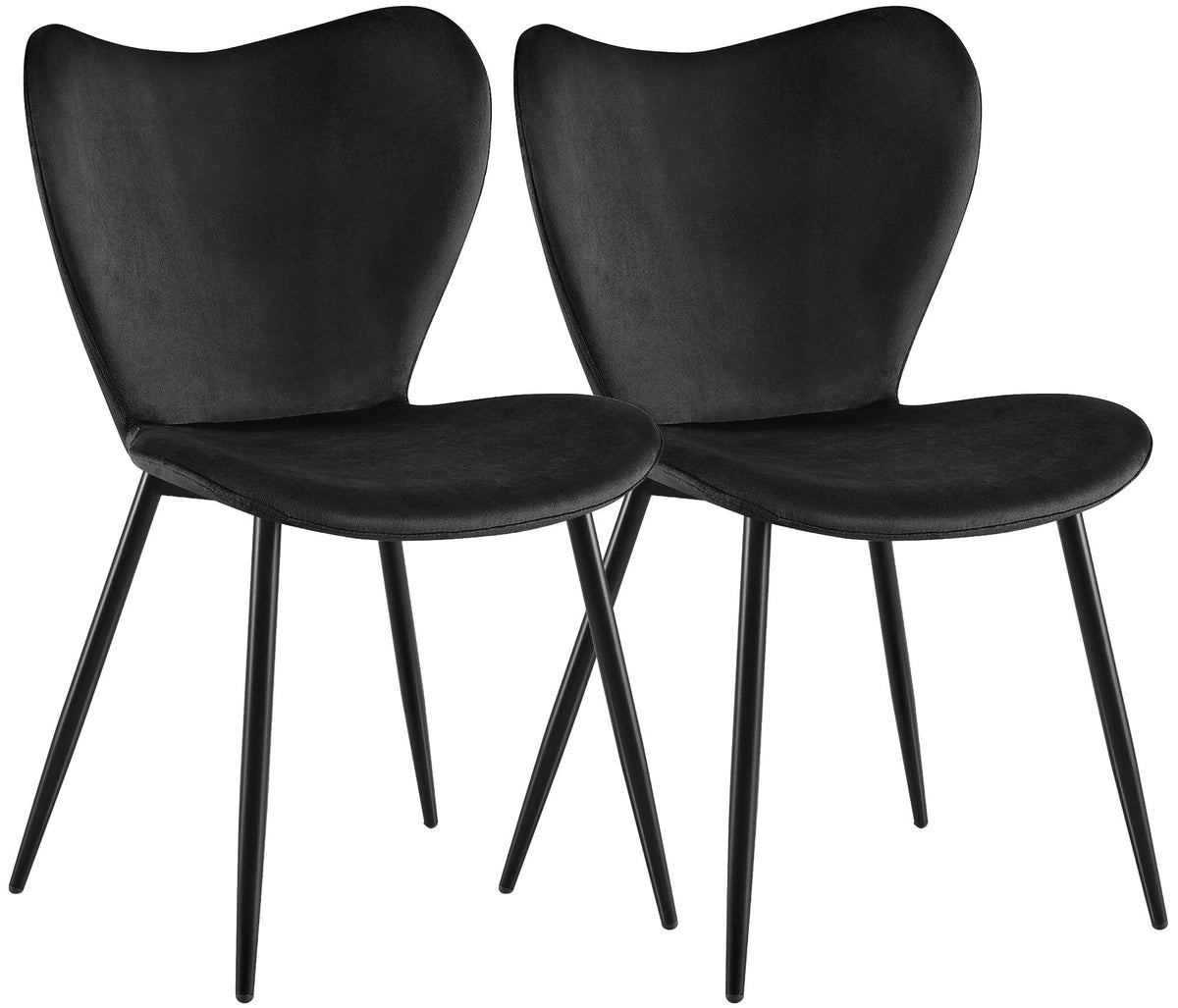 2er Set Esszimmerstuhl Maika Samt schwarz