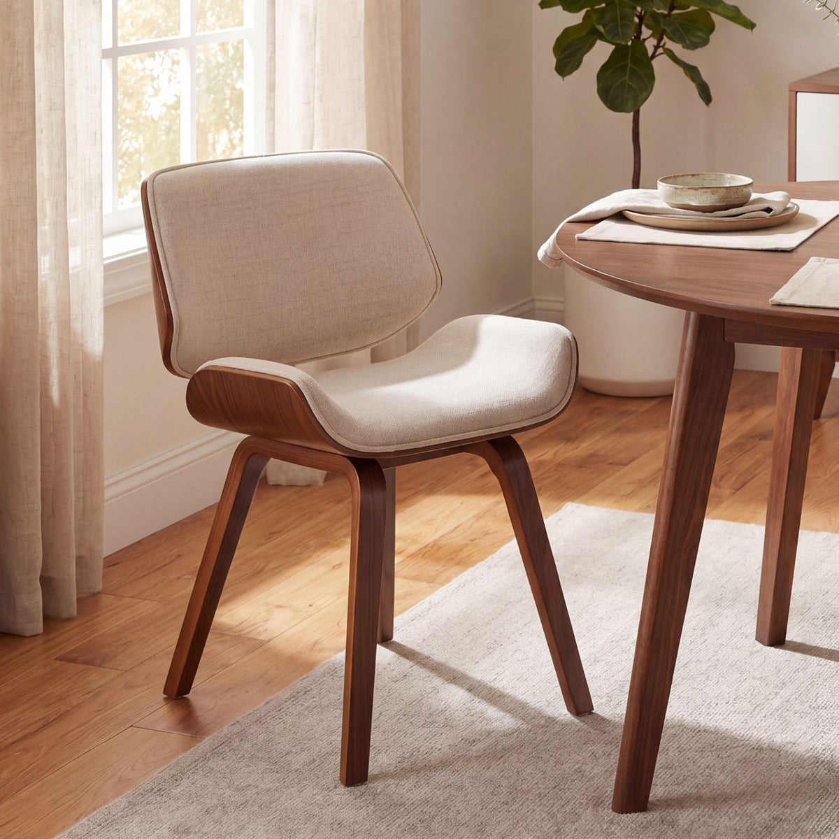 Set van 2 Eetkamerstoelen Beverley walnoot/creme walnuss/creme