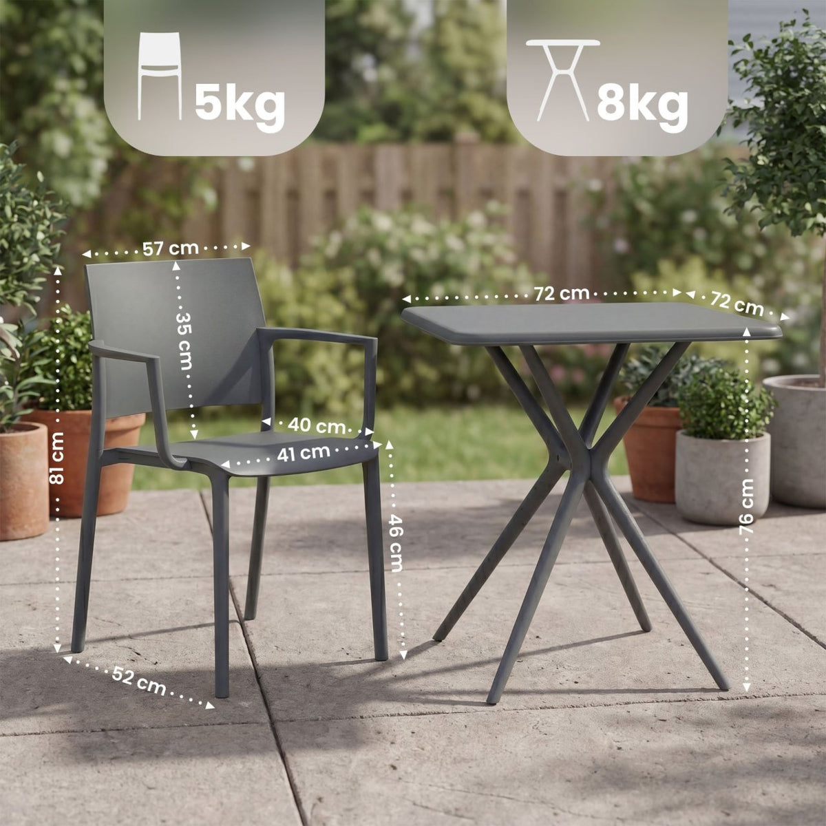 Tuinmeubelset Pula donkergrijs dunkelgrau