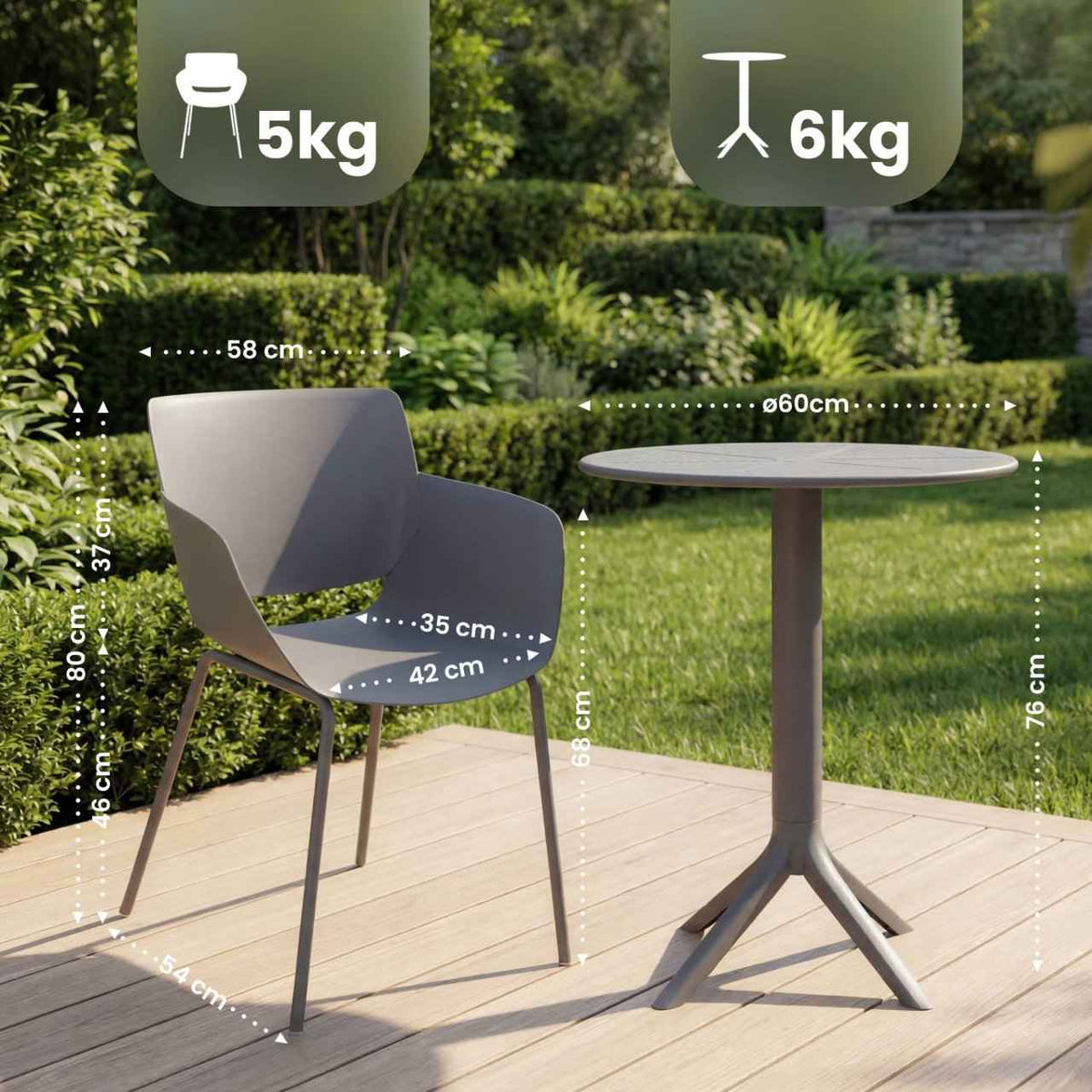 Tuinmeubelset Siora met 2 stoelen donkergrijs dunkelgrau