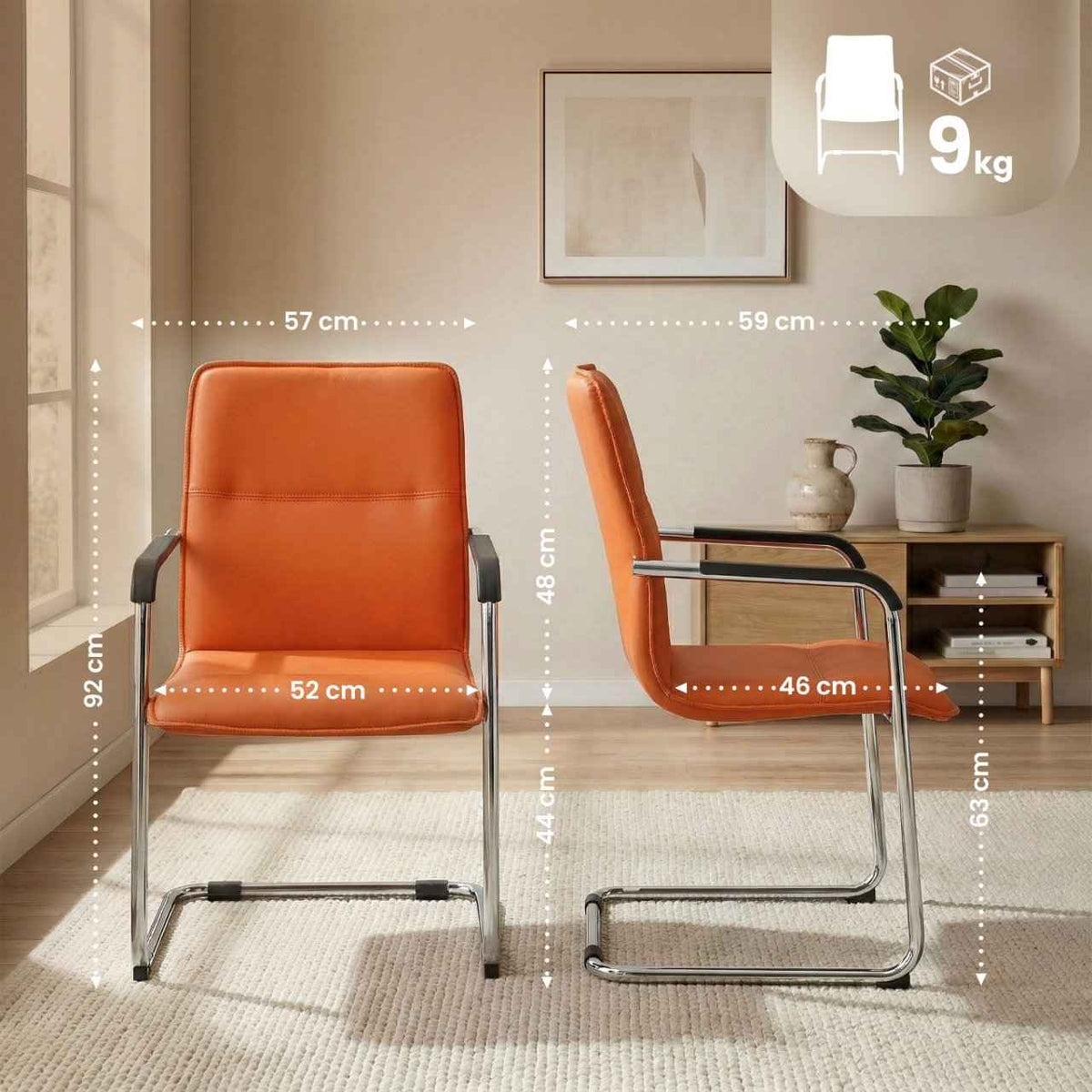 2er Set Besucherstuhl Seattle orange