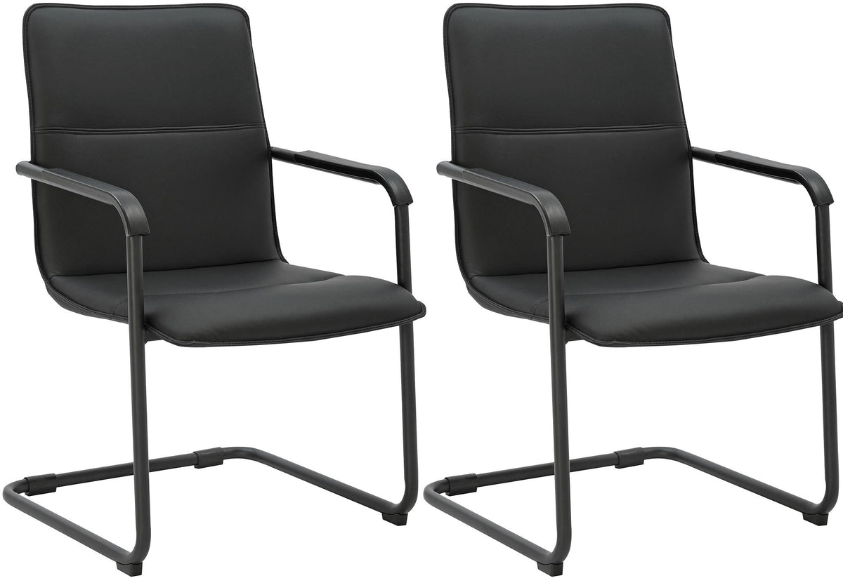 2er Set Besucherstuhl Seattle schwarz/schwarz