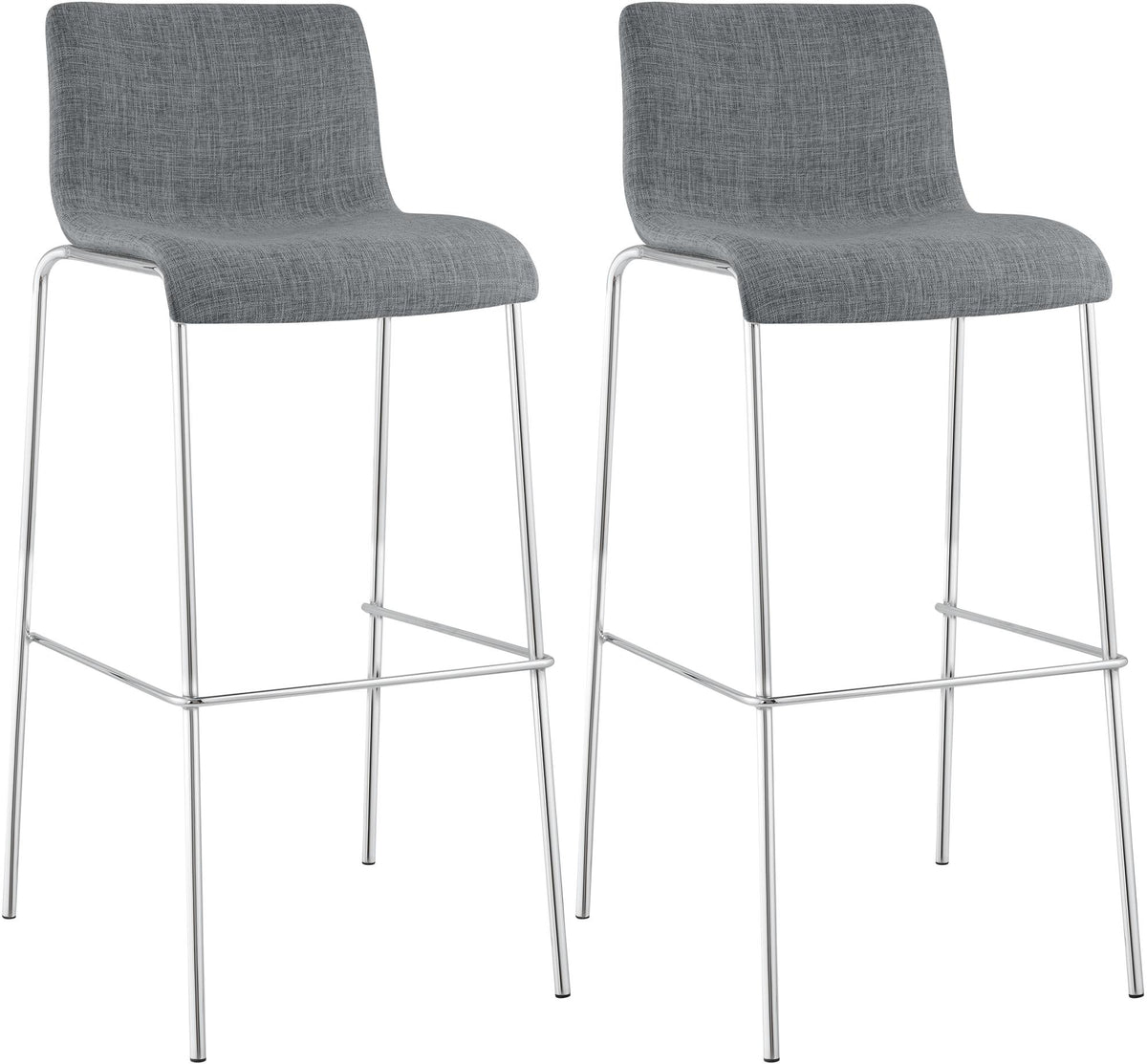 Set van 2 barkrukken Hover Stof licht grijs,chroom hellgrau