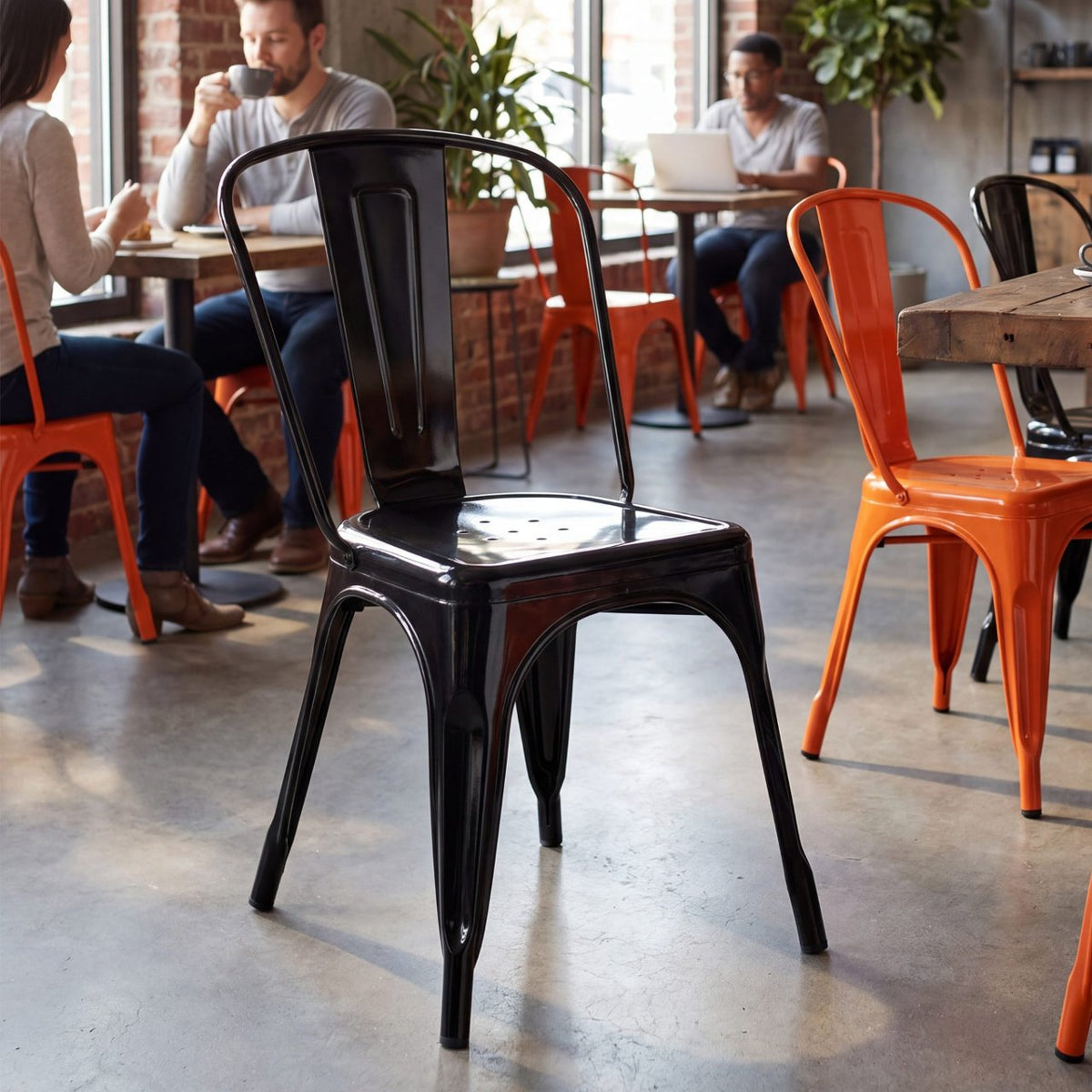 Set van 4 stapelstoelen Benedikt zwart schwarz