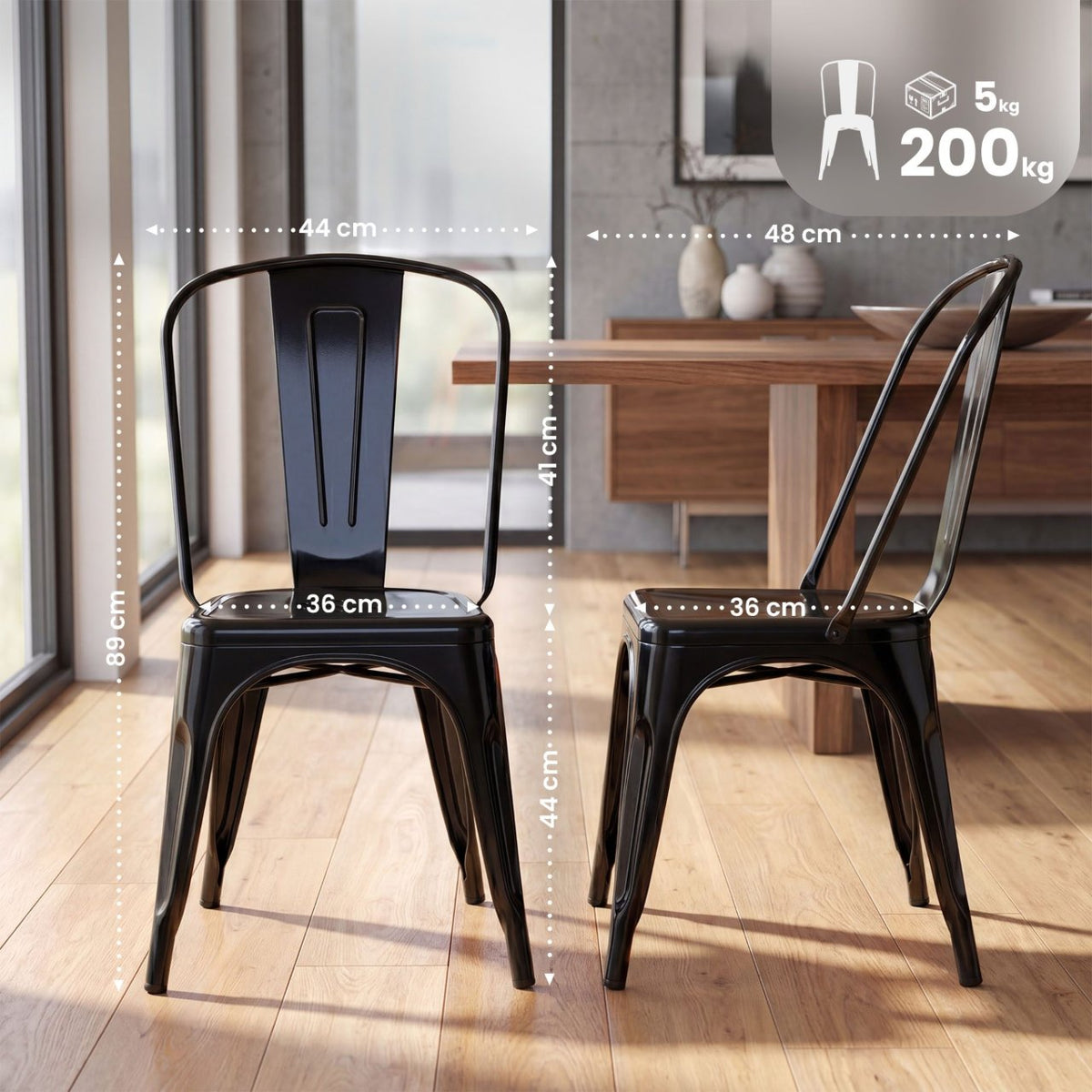 Set van 4 stapelstoelen Benedikt zwart schwarz