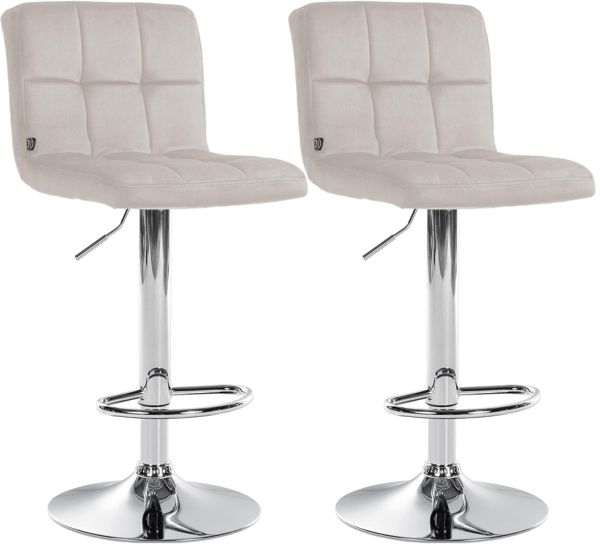 Set van 2 Barkrukken Peru Fluweel creme,chroom creme